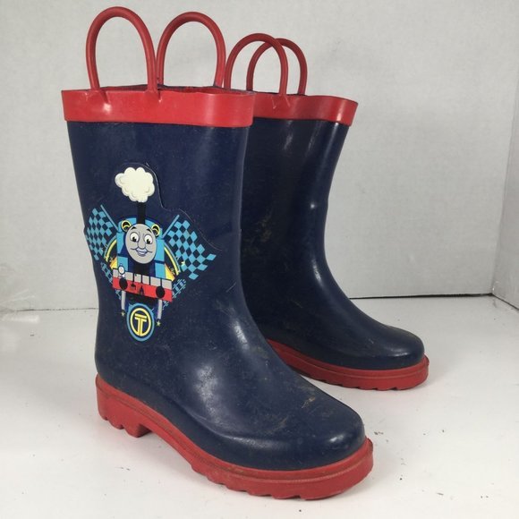 Thomas & Friends Rain Boots Kids Toddler Size 7/8 Blue Red Train Pull-On - Picture 1 of 11